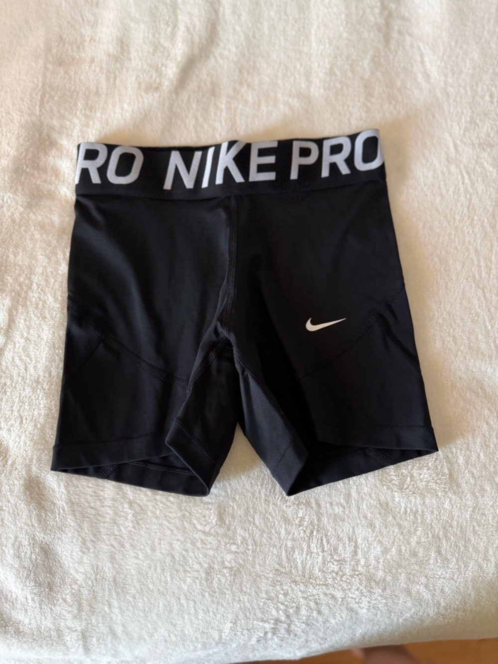 Nike Black Women's Performance Bike Shorts with White Waistband
